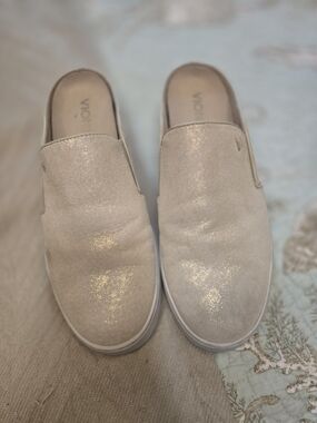 Vionic Slip-On Suede Mule Sneakers in Shimmery Beige 7